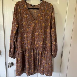 Wishlist Women's Brown Floral Print Knee Length Dress